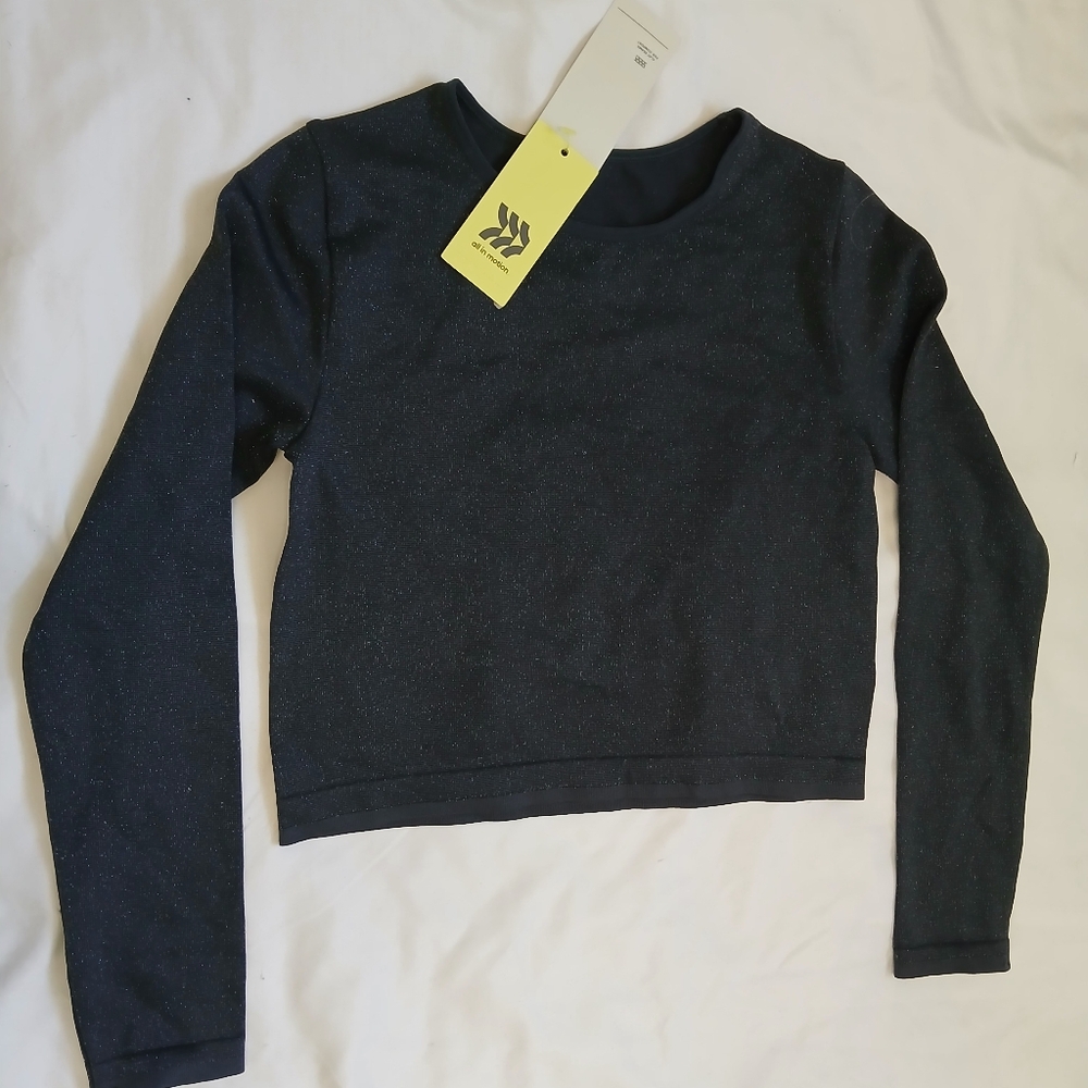 All In Motion Kids Black Sparkly Top Size S (6/7)